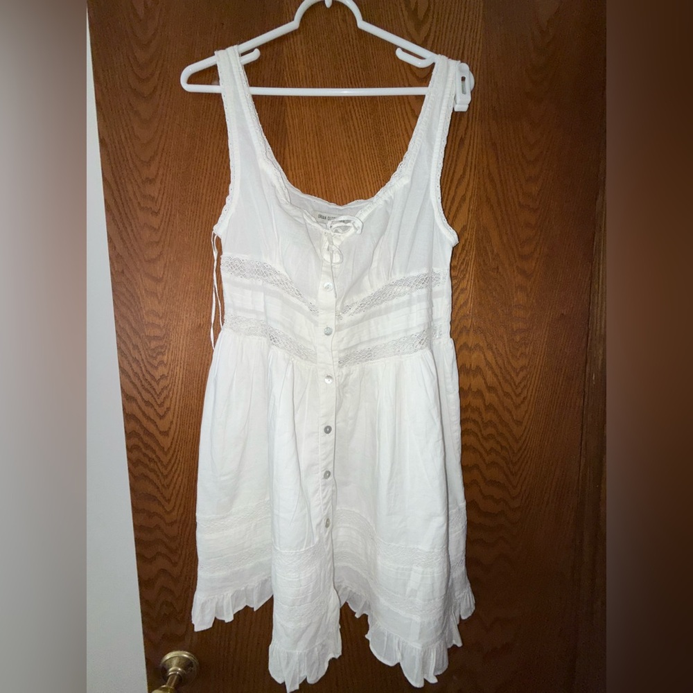Urban Outfitters White Sleeveless Button-Down Dress
